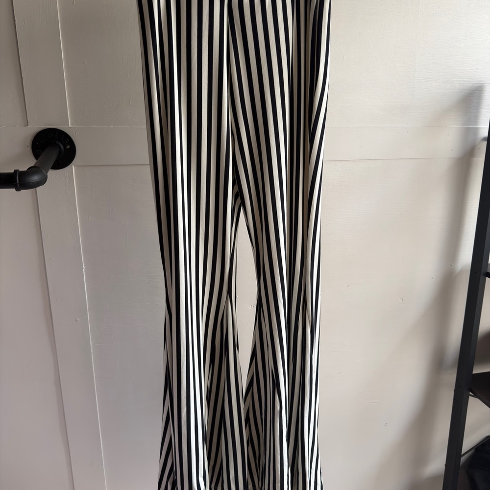 Main Strip Black and White Striped Wide Leg Pants